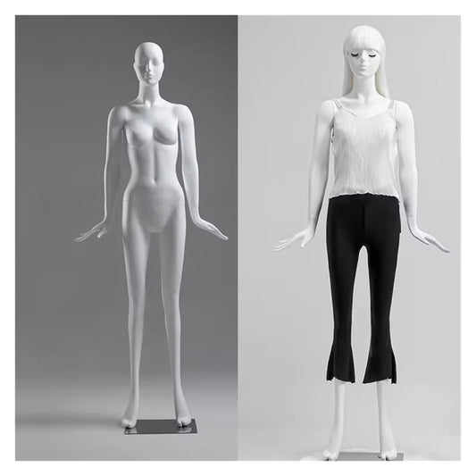 Matte White Female Mannequin with Head, Tall Detachable Dress Form Dummy for Home, Online Shop & Retail Display - Perfect Torso Body(Style4)