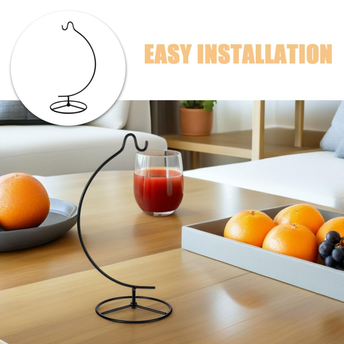 JOINPAYA 2pcs Moon-shaped Iron Hanging Rack for Air Plant Frame and Ornament Display Hanger, Metal Tillandsia Planter Holder with Hook for Indoor Home Décor and Micro Landscape