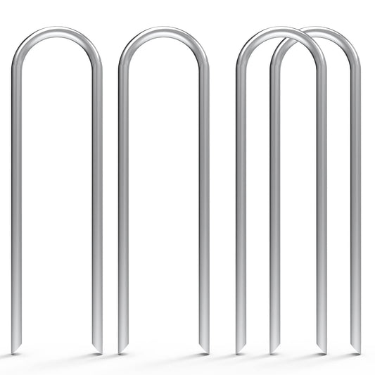 MySit 6 Inch 100 Pack U Shaped Garden Stakes, Heavy Duty 11 Gauge Galvanized Drip Irrigation Stakes Landscape Staples for 1/2" to 1-1/2" Soaker Hose, Weed Barrier, Yard Decorations, Fencing