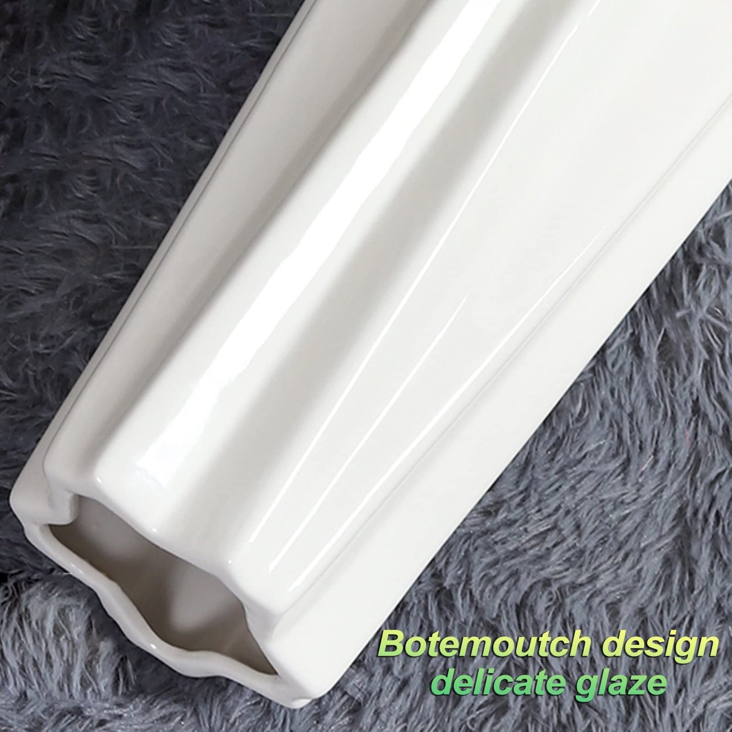 sdneNest Floor Vase Ceramic Vase,Decorative Large,Floor, Large Floor Vase,White Ceramic Vase,Handcrafted,Sophisticated Vessel for Decorative Branches and Dried Flower,White-45cm