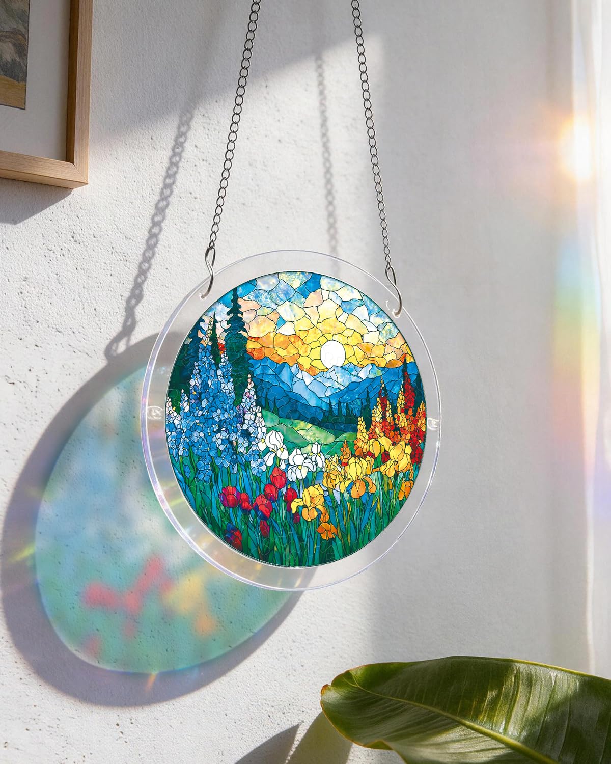 KaayeeWood 83 Pieces Acrylic Suncatcher Puzzle, Unique Dawn Blossom Sea Acrylic Sun Catcher Puzzle Kit for Doors Garden and Window Hanging, DIY Suncatcher Kits for Adults, 7.4 in