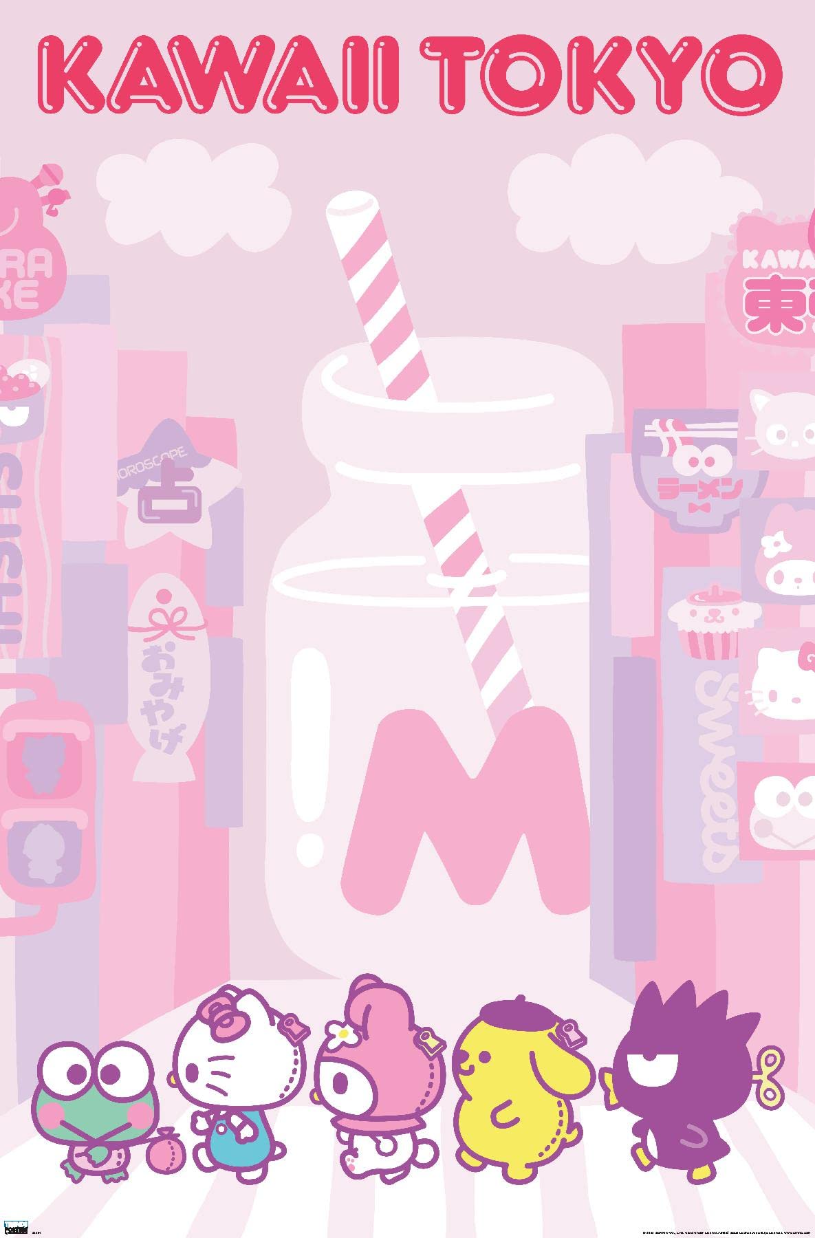 Hello Kitty and Friends: 20 Kawaii Tokyo - Group Wall Poster, 34L" x 22.4W", Unframed Version