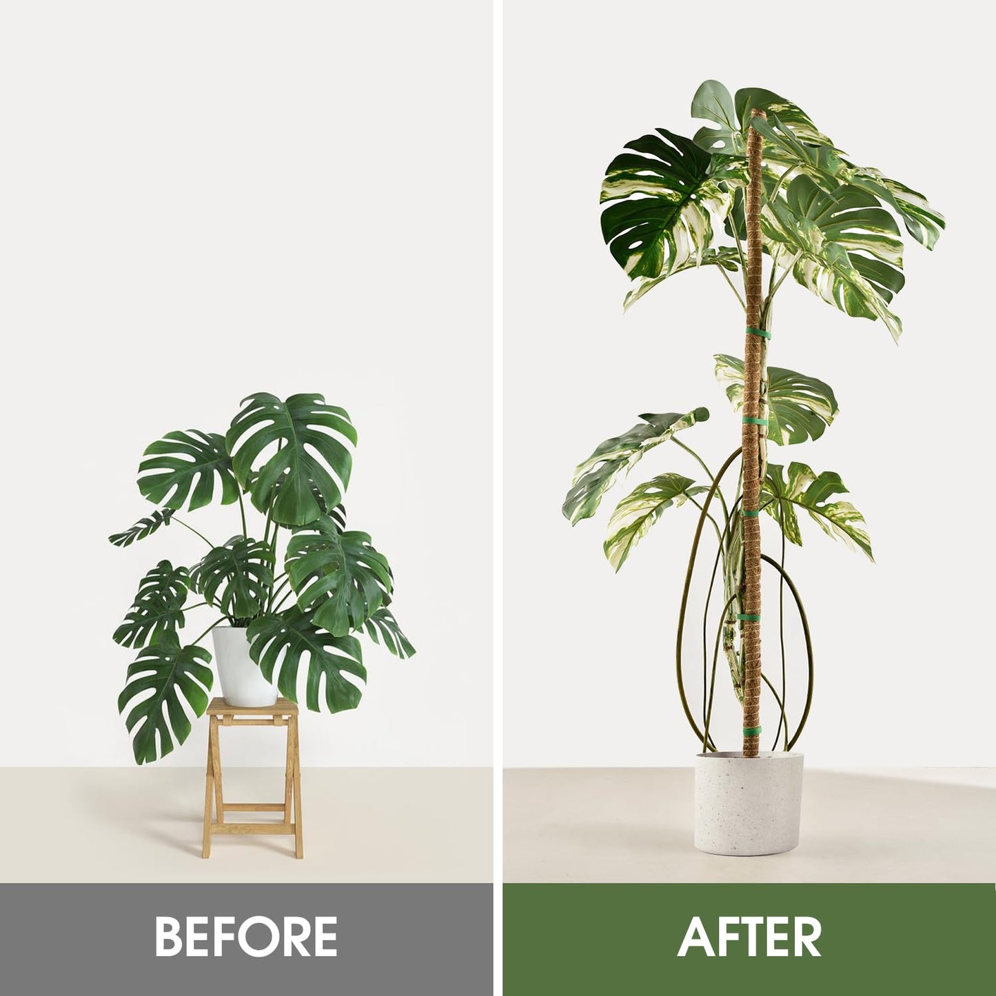 4 Pack Moss Pole, 28 Inch Bendable Moss Poles for Plants Monstera for Climbing Plants, Handmade Coco Coir Pole Plant Sticks Support Stakes for Indoor Plants Plant Grow