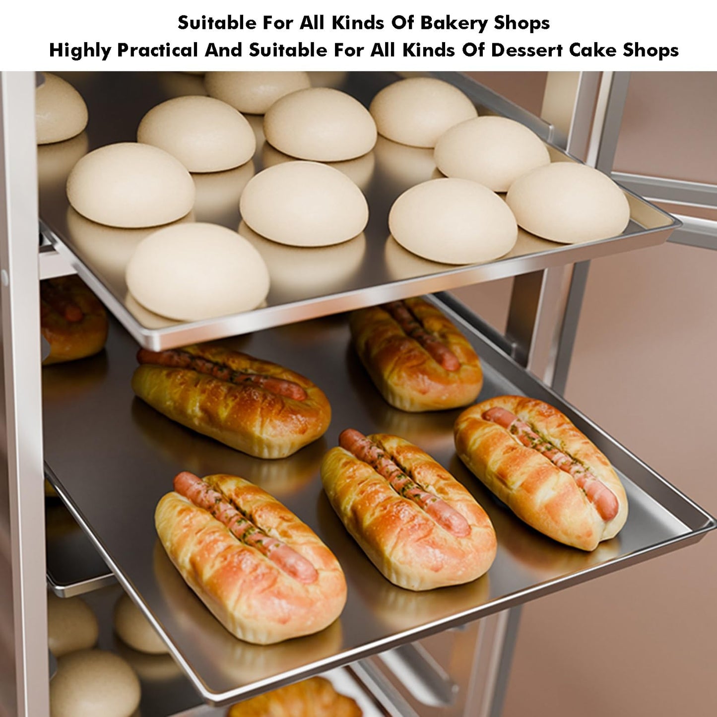 Quick Rack for Baking Pans,Heavy Duty Rolling Bread Pan Rack, 6-Tier Commercial Baking Rack for Home & Restaurant, Space-Saving Speed Rack (73x46x60cm)