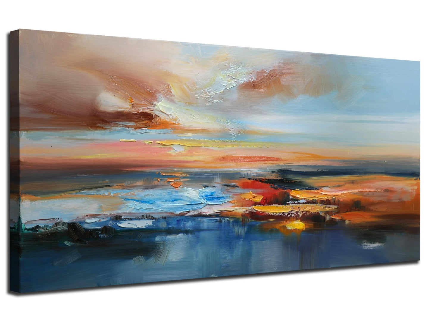 Brushart Abstract Wall Art Large Landscape Canvas Wall Art Pictures Paintings Wall Decor Living Room Textured Artwork for Dining Room Walls Bedroom Home Office, 58"x29"