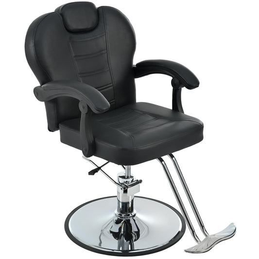 Merax Classic Reclining Barber Salon Chair for Hair Stylist with Heavy Duty Hydraulic Pump, 360° Rotation, Tattoo Chairs Shampoo Beauty Salon Equipment, Black