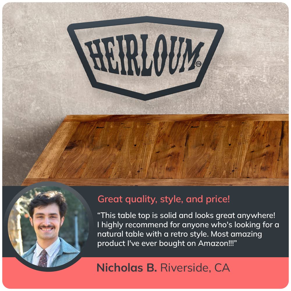 HEIRLOUM Reclaimed Wood Table Top - Rustic Recycled Solid Wooden Piece Perfect for Signs, Counters, Kitchens Table Tops (Reclaimed Wood Tabletop with Breadboard Ends, 30" x 42")