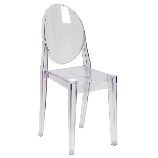 Flash Furniture Murray Indoor/Outdoor Ghost Accent and Dining Chairs, Stackable Transparent Restaurant Chairs, Set of 4, Transparent Crystal