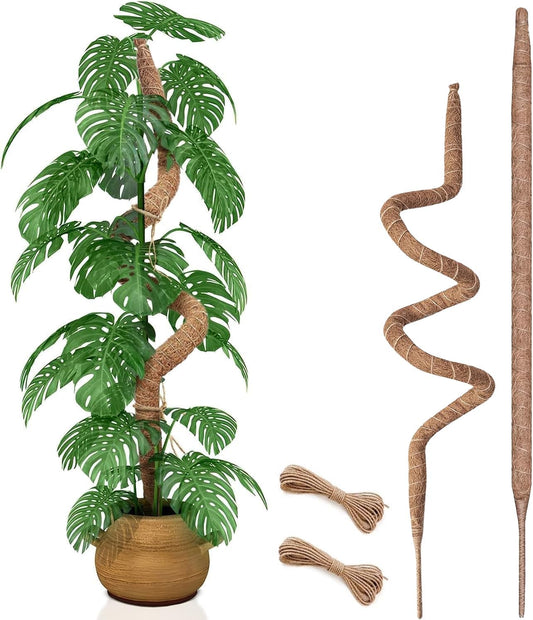 2 Pack 48 Inch Moss Pole, Bendable Moss Pole for Plants Monstera, Tall Moss Poles for Climbing Plants Indoor, Large Support, Garden Trellis Stick Stakes for Plant