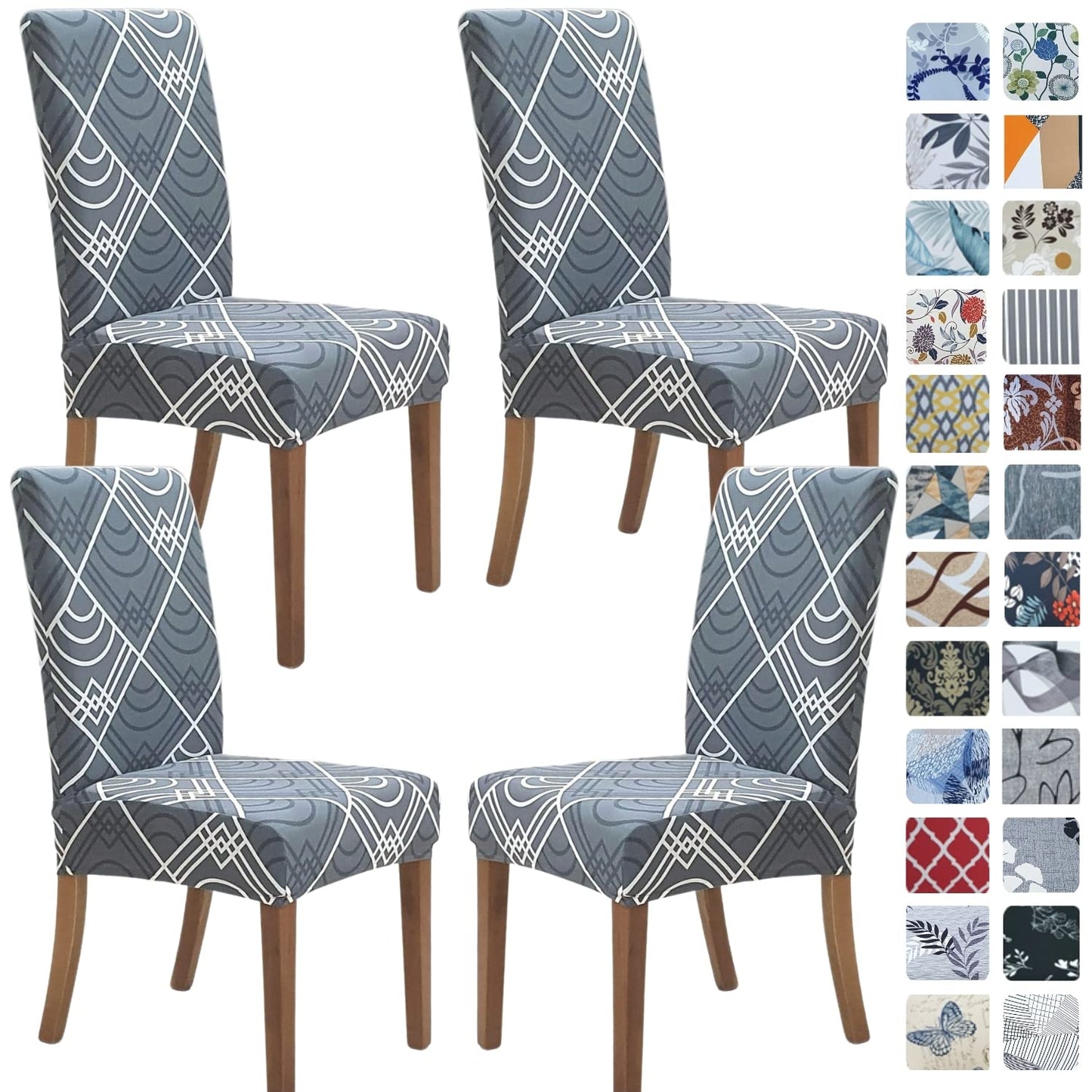 SPRINGRICO Chair Covers for Dining Room Set of 4, Stretch Dining Chair Cover, Washable Spandex Kitchen Parsons Chair Slipcovers, Removable Seat Protector for Home or Party (4 Pack, Bora Bora)