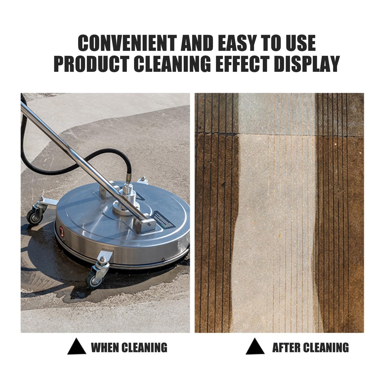 TRELVEX Pressure Washer Surface Cleaner Heavy-Duty Surface Cleaner Pressure Washer Surface Cleaner with Wheels Stainless Steel Housing Quick Connector Power Washer Attachment Stainless Steel