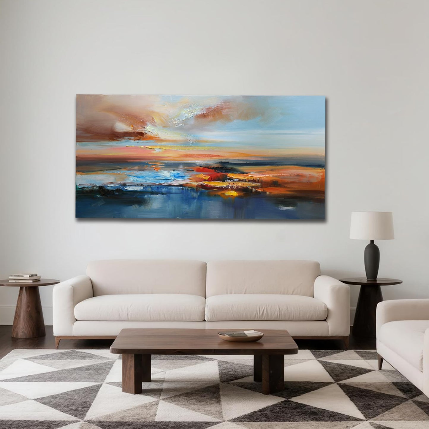Brushart Abstract Wall Art Large Landscape Canvas Wall Art Pictures Paintings Wall Decor Living Room Textured Artwork for Dining Room Walls Bedroom Home Office, 58"x29"
