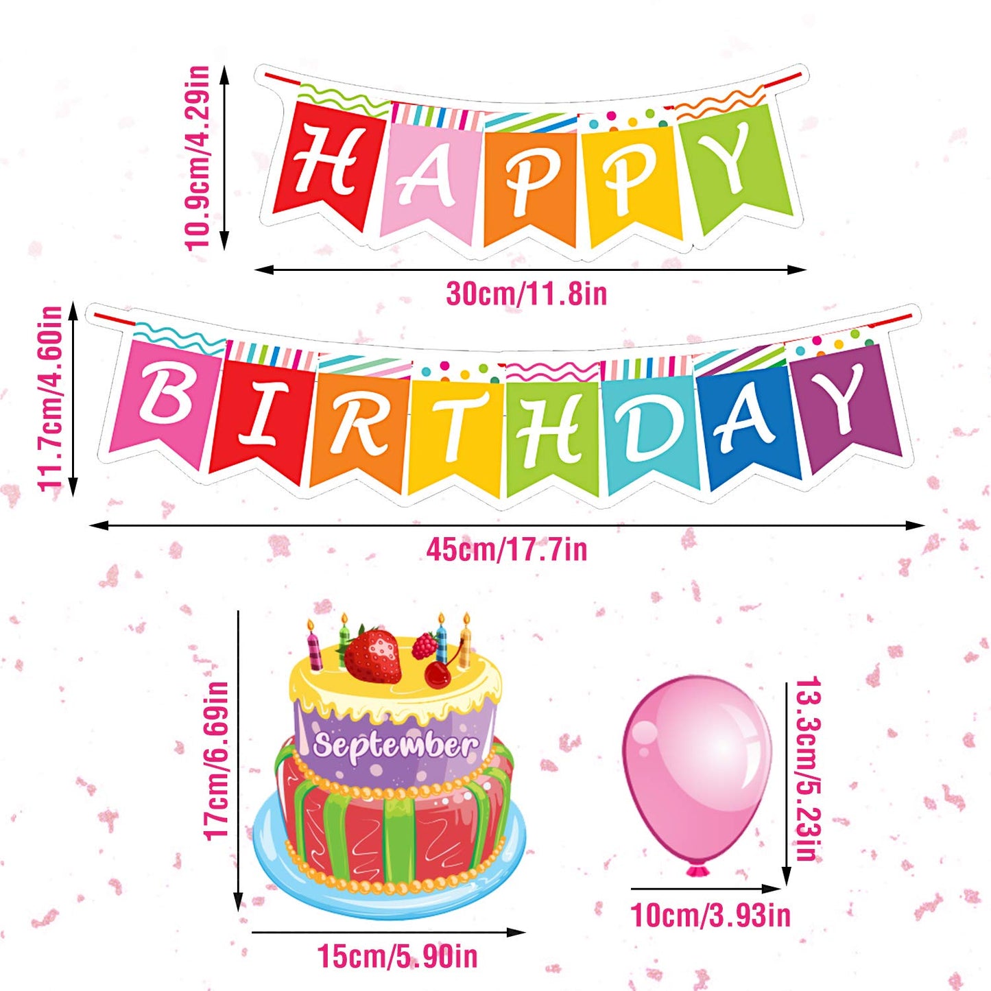 Outus 20 Pcs Happy Birthday Bulletin Board Set Birthday Chart Classroom Wall Decoration Cutouts B-Day Calendar Poster for School Class Bulletin Board Teaching Supply(Bright Style)