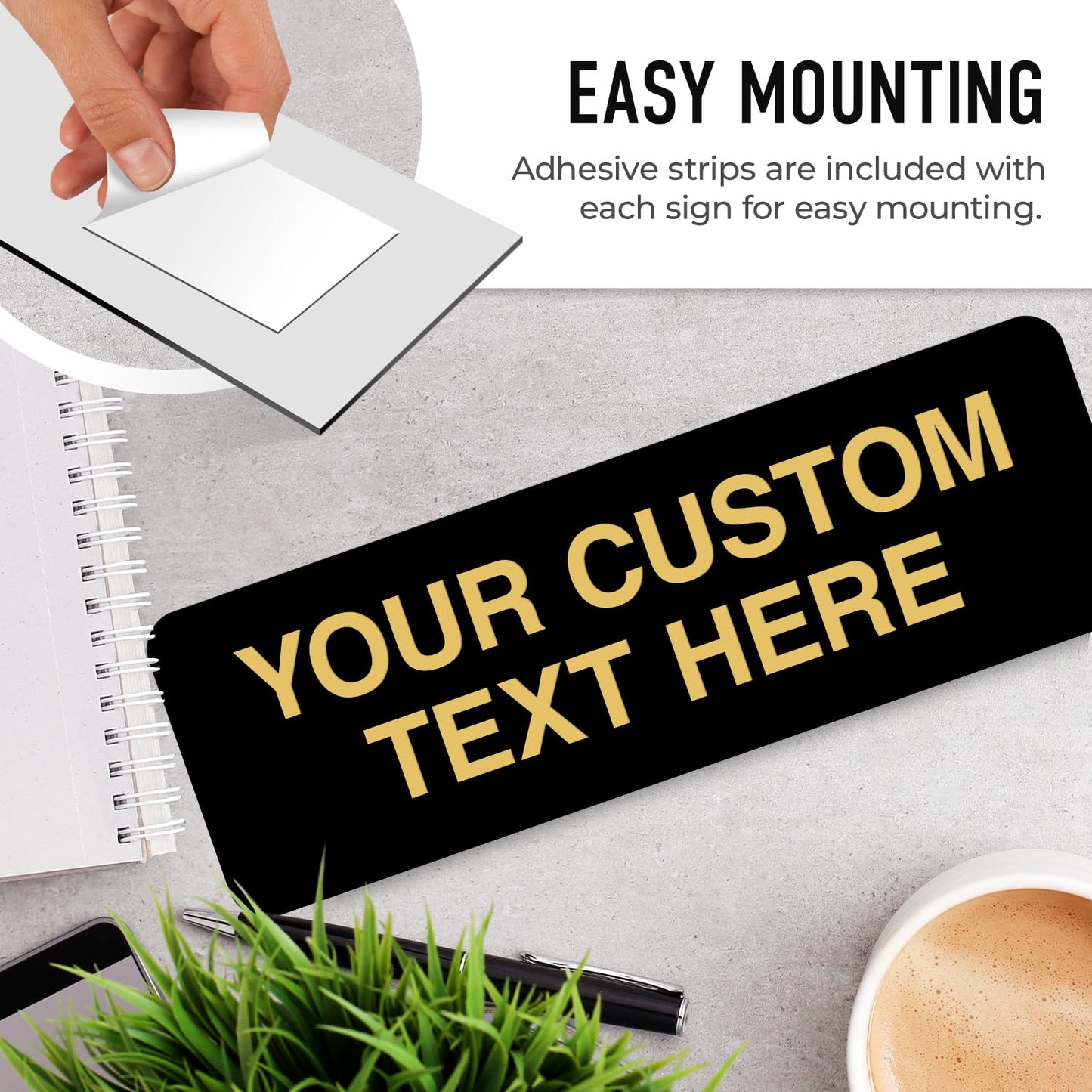 Custom Wall or Door Sign, Personalized Plaque Engraved Message for Bussiness, Property and Home Indoor/Outdoor, 4x12 Inches, Made in USA by Sigo Signs - Square