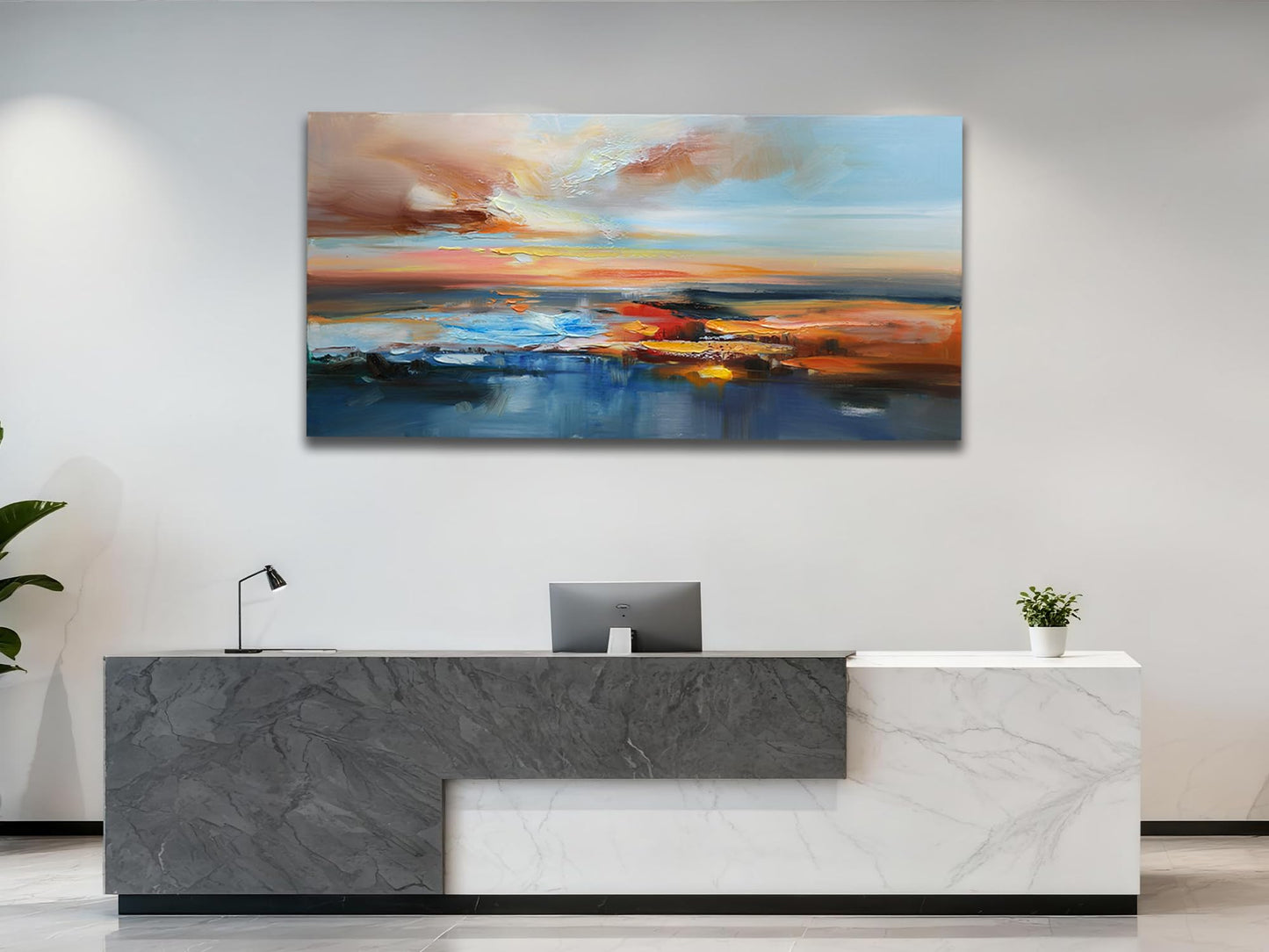 Brushart Abstract Wall Art Large Landscape Canvas Wall Art Pictures Paintings Wall Decor Living Room Textured Artwork for Dining Room Walls Bedroom Home Office, 58"x29"