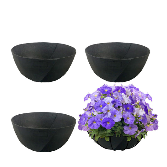 Sumloty 4 Pack 14 Inch Fabric Planter Basket Liner- Felt Flower Pot Liners Replacement Coco Fiber Liner for Hanging Basket Flowers Round Hanging Basket Liners Prevent Birds from Nesting