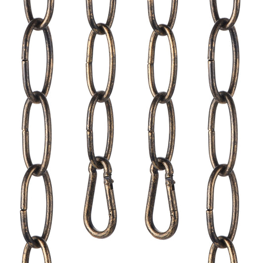 uxcell 7ft Lighting Hanging Chain, 2.8mm/0.11" Looping Metal Pendant Chandelier Chain Extension with 2 Spring Snap Hook for Hanging Plant Pendant Chandelier Light Fixture, Golden