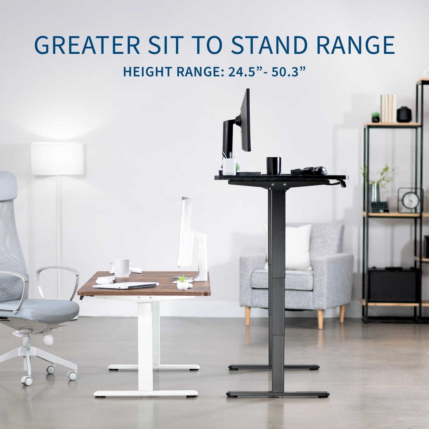 VIVO Electric 83 x 30 in Dual Motor Sit Stand Desk, Memory Height Adjustment, 2B Series, Black Top Black Frame, DESK-KIT-2B8B