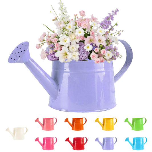White Watering Can Metal, 1 Gallon Matte Galvanized Metal Watering Can, Vintage Sprinkling Tin Watering Can for Indoor Outdoor Plants, Flowers Garden Indoor Outdoor (Purple)
