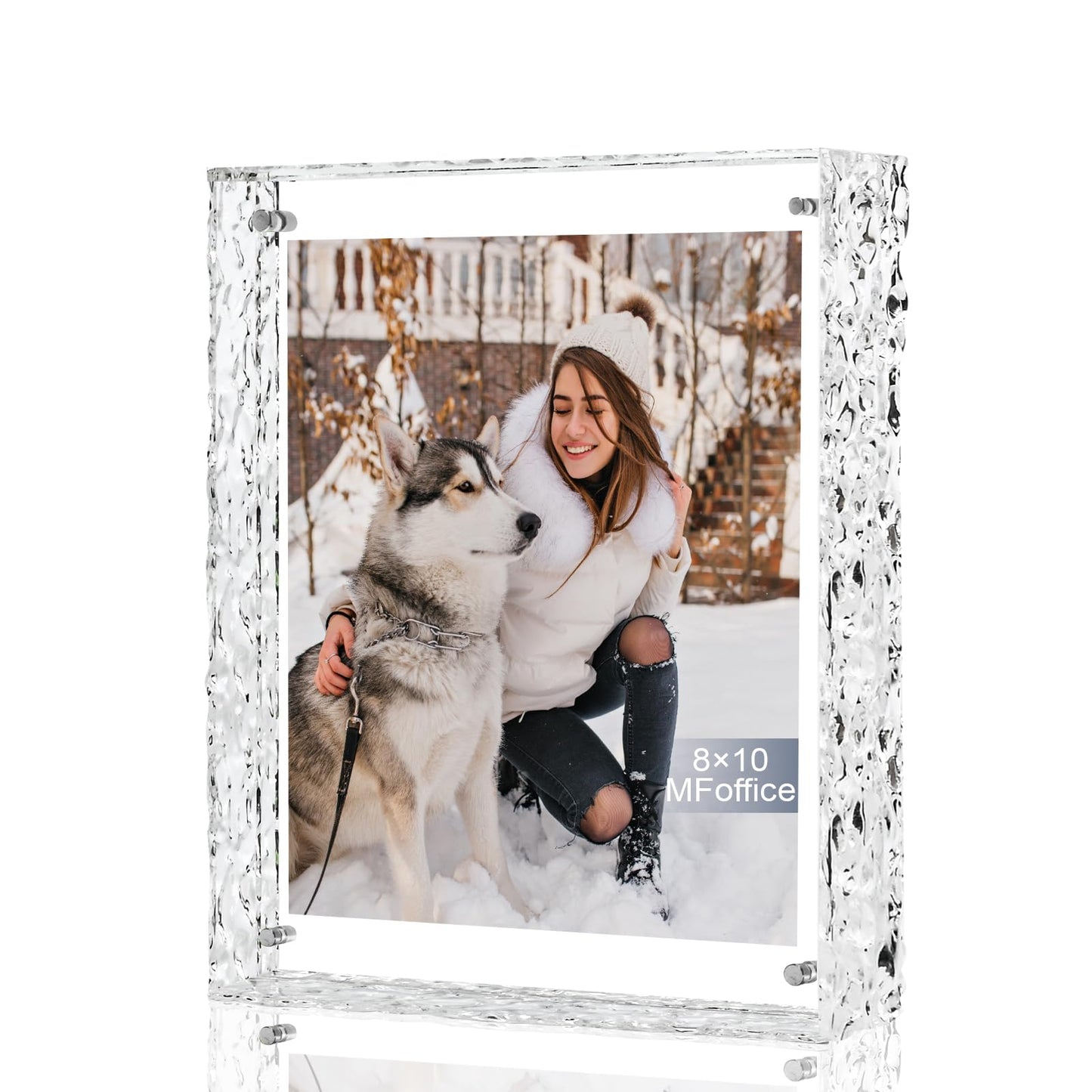 MFoffice 8x10 Picture Frame - Crystal Clear Acrylic Floating Photo Frame for 8x10, 8x8, 6x8 Photos, Horizontal or Vertical Tabletop Display, Transparent, 1Pack
