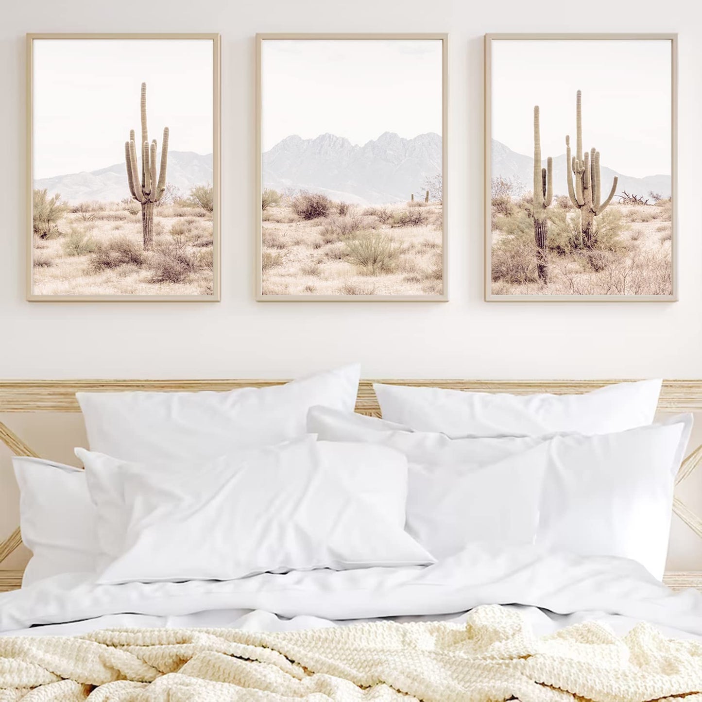 Pennclys Sonoran Desert Landscape Wall Art Cactus Arizona Canvas Wall Decor Desert Poster Pictures Saguaro Cactus Art Prints Landscape Painting for Home Bedroom 16x24x3 Inch Unframed
