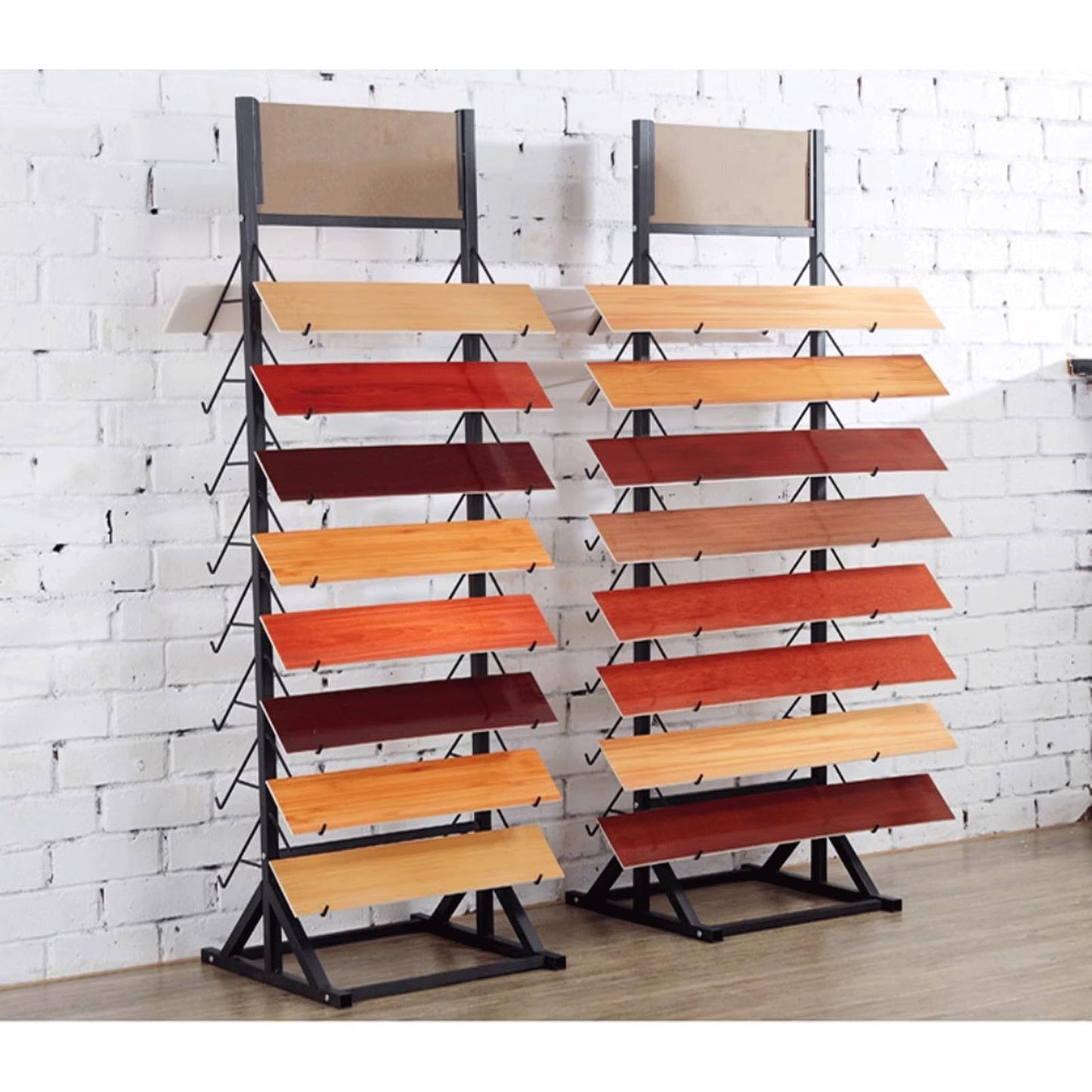 QYQCXGL Sample Floor Tile Display Rack Floor Standing Wooden Plate Stone Display Shelf Multifunctional Vertical Porcelain Sample Display Stand for Retail Stores Exhibition Halls, Black