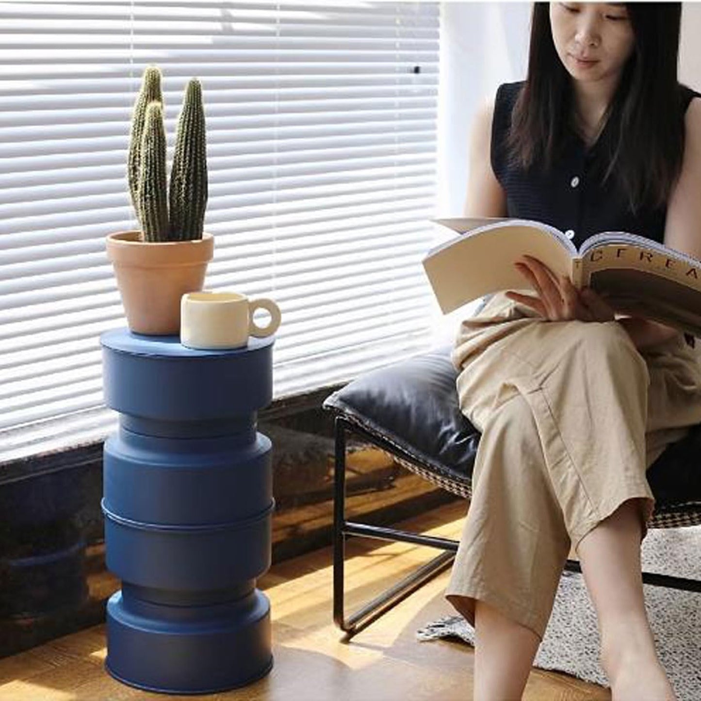VHDY85KA Table Small Side Table Plant Stand Indoor, Metal Plant Stand Table for Flower Pots, Coffee Table Plant Holder, Modern Home Decor Small Round Side End Table Snack Table Coffee Table
