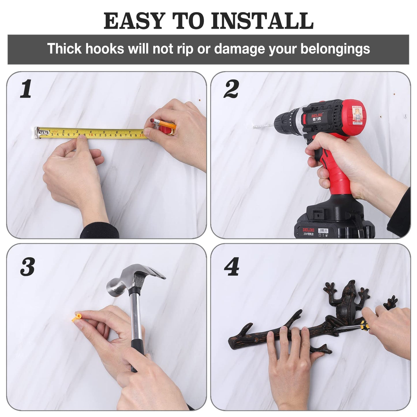 Gudoesy Wall Hooks，Decorative Wall Hooks，Rustic Decorative Coat Hooks for Hanging