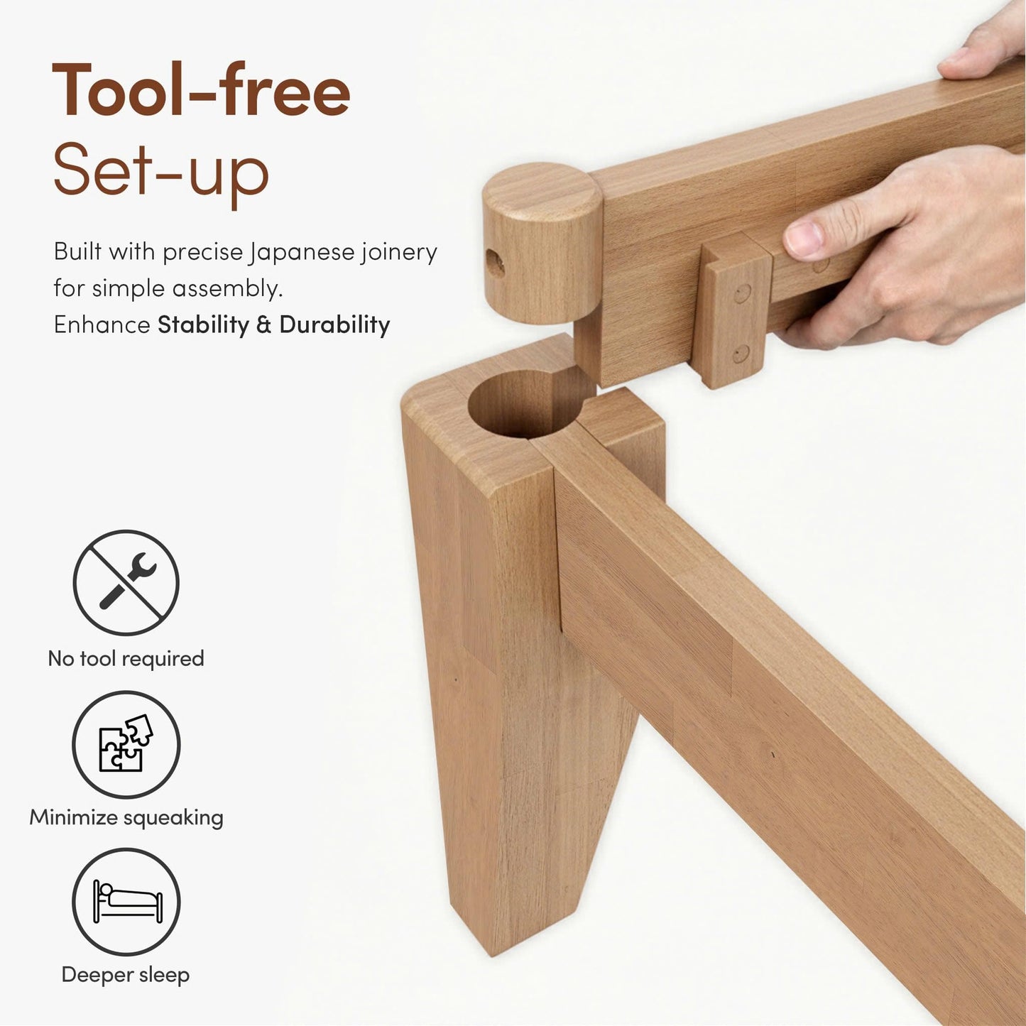 AllForWood Thor Premium Solid Wood Bed Frame Full, Japanese Joinery Bed Frame with Wood Slat Support, Platform Bed, No Box Spring Needed, Easy Assembly, Minimalist & Modern Style (Light Oak)