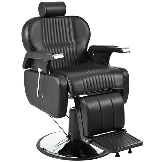 Merax Heavy Duty Reclining Barber Chair, All Purpose Hydraulic Recline Styling 360° Swivel & Height Adjustable, for Barber Shop Beauty Salon Spa Equipment