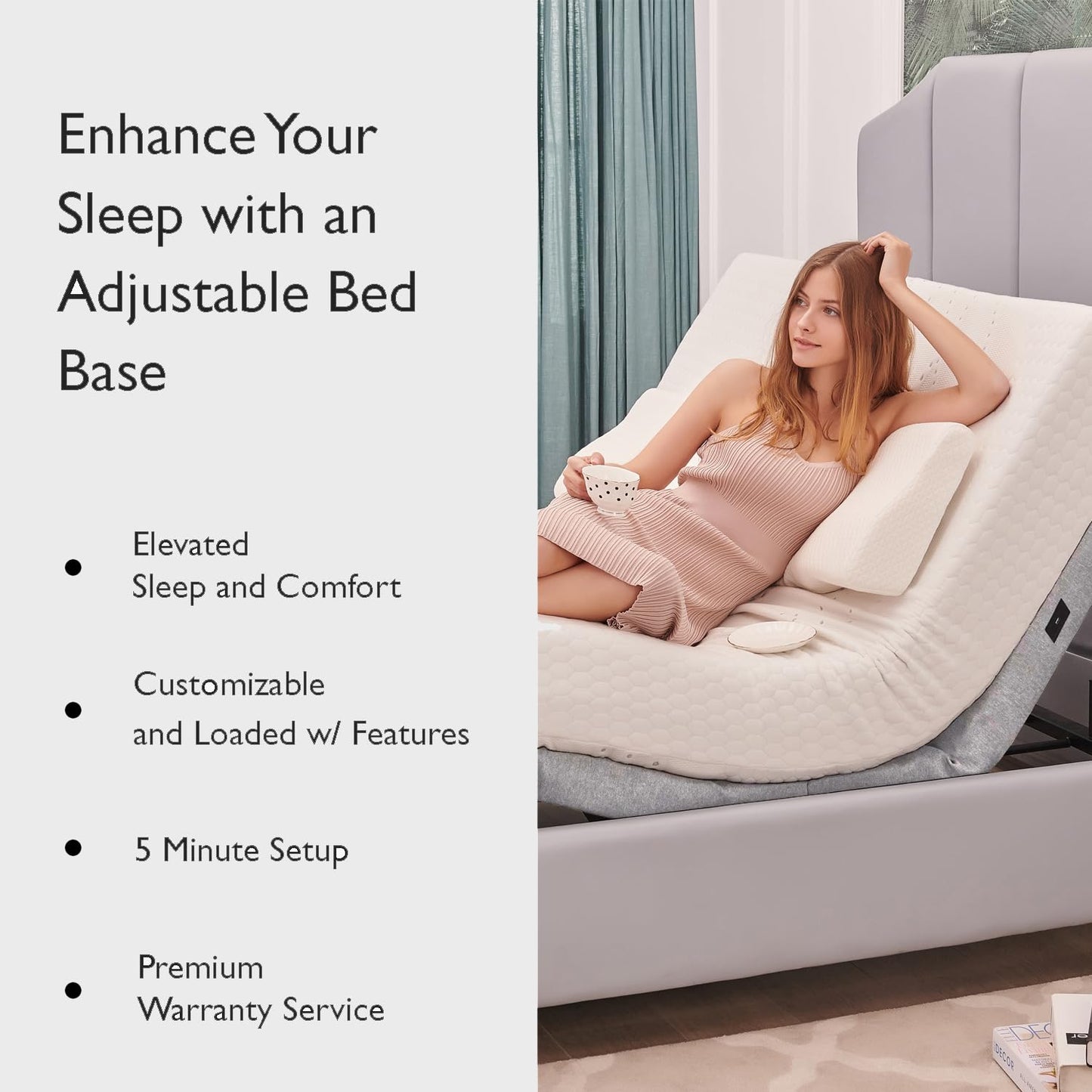 Irvine Home Collection King Adjustable Bed Base | Dual Massage | USB Ports | Zero Gravity | Anti-Snore | Memory Positions | Under Bed Lighting | Wireless Remote | Zero Clearance