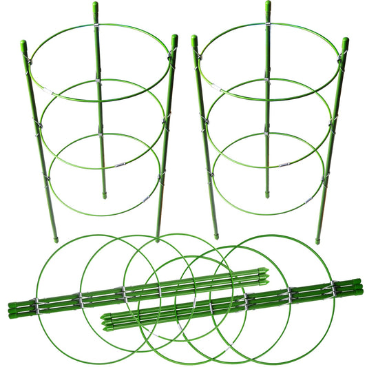 LEOBRO 4 PCS Metal Plant Cages, Tomato Cages, Metal Garden Plant Supports, Plant Trellis, Plant Stakes for Tomato, Climbing Plant, Flower, Seedlings, 17.7" High, 7.1"/7.87"/8.66" Inner Diameter