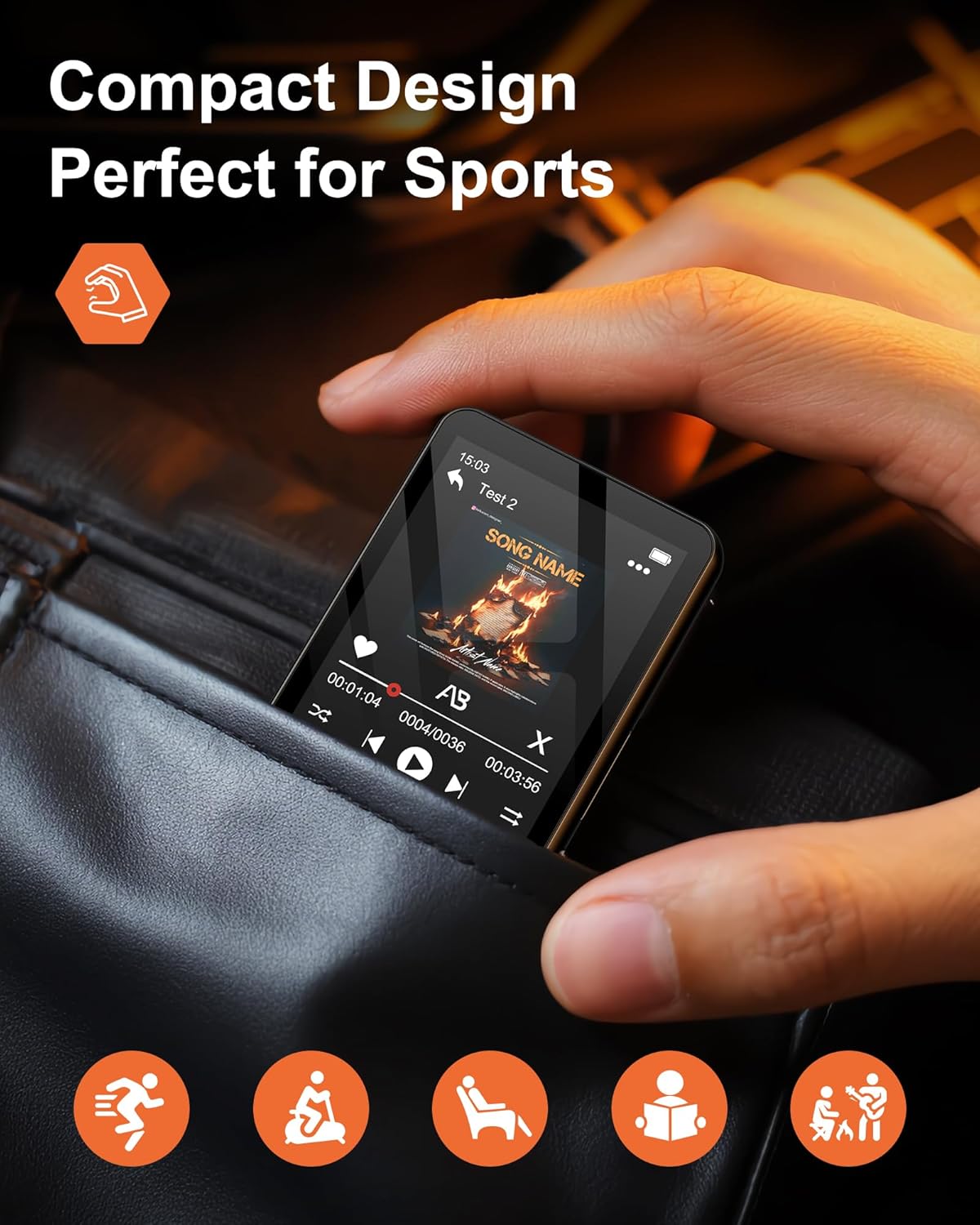 AGXOV 128GB MP3 5.4, Player with Bluetooth Music Player with Built-in HD Speaker, FM Radio, Voice Recorder, HiFi Sound