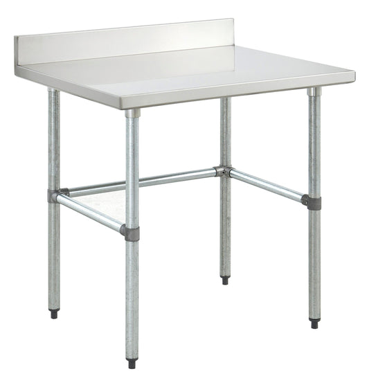 Kratos Commercial Worktable, Stainless Steel Kitchen Prep Open Base Table, 24"x24" with 4" Backsplash, 16ga/304SS (28W-268)