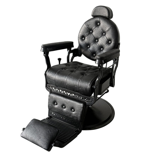 Sannewsta Commercial Barber Chair - Genuine Leather, Flip Footrest, 450 lbs Capacity Vintage Styling Chair for High Traffic Salons