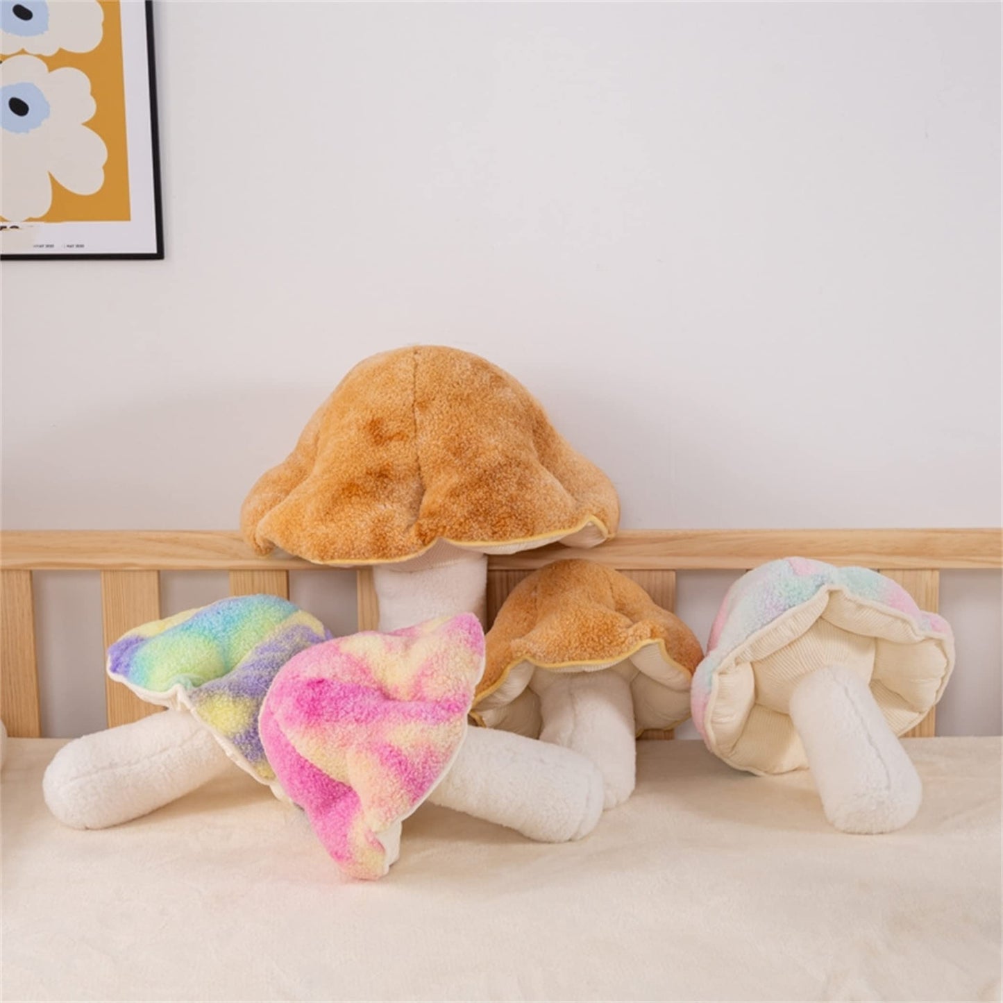 LICHENHAO Mushroom Pillow Floor Pillow Sofa Cushion Home Decoration Pillows Reading Pillow (Khaki, 32cm)