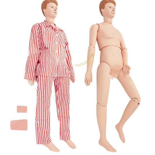 Medical Mannequin for Training, Patient Care Medical Manikin -Body Anatomical Patient Care Skills Model with Hospital Gown and Replace Module for Nursing Medical Training Teaching Pratice(Male)