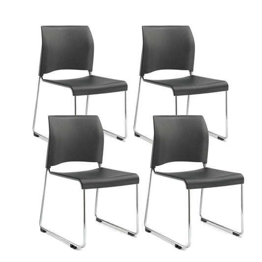OEF Furnishings OEF8820-11-20/4 Commercial Stack Chair (Hard Plastic Seat and Back, Dark Gray, Chrome Frame, 4-Pack)