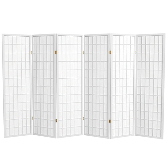Red Lantern 5 ft. Tall Window Pane Shoji Screen - White - 6 Panels
