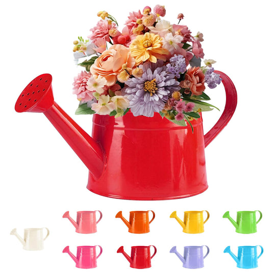 White Watering Can Metal, 1 Gallon Matte Galvanized Metal Watering Can, Vintage Sprinkling Tin Watering Can for Indoor Outdoor Plants, Flowers Garden Indoor Outdoor (Red)