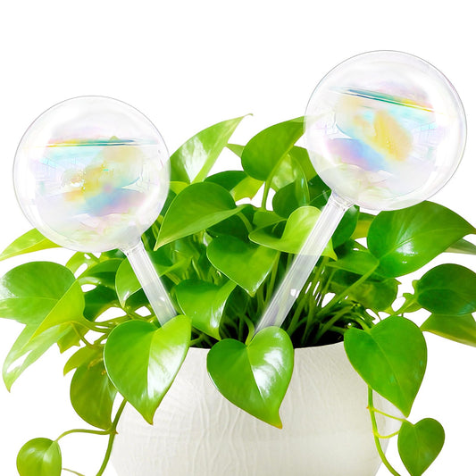 Pynqdfu 2 Pcs Plant Watering Globes,Colorful Rainbow Gradient Glass Watering Devices,Self Watering Planter Insert Plant Accessories for Indoor Outdoor,Home Garden,Flowerpot,Hanging Plants