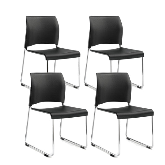 OEF Furnishings OEF8810-11-10/4 Commercial Stack Chair (Hard Plastic Seat and Back, Black, Chrome Frame, 4-Pack)