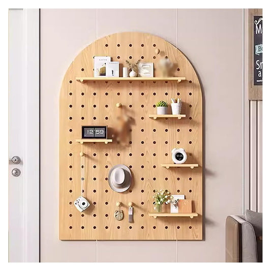 Grid Display Rack Grid Panel for Retail Display Floor Standing Flat Panel Display Stand，Pegboard Panel Kit,Wooden Pegboard,Modular Display Organization Storage,Hole Plate Wall Shelf(Color:Br
