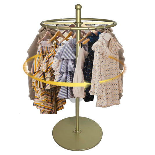 Round Garment Rack, Floor Standing Rotatable Clothing Rack, Portable Retail Display Stand for Hanging Clothes Bedrooms Boutiques Commercial Shop Laundry Room