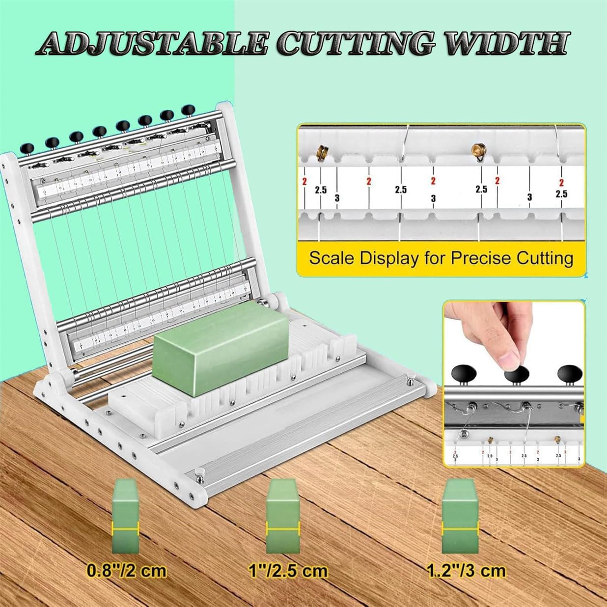 Adjustable Multi-Wire Soap Cutter for Homemade Soap, Precise Thickness Control for DIY Craft Soap and Candle Slicing, Easy Size Adjustment for Handmade Soap