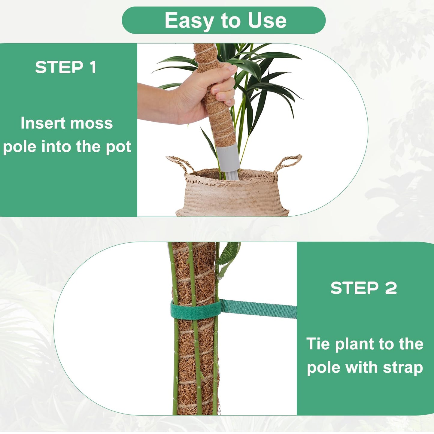 3 Pack Moss Pole, 50 Inch Monstera Plant Support, Tall Moss Poles for Climbing Plants Indoor DIY, Coco Coir Plant Pole Moss Plant Stick Support Stake Kit for Potted Plants, Pothos, Philodendron