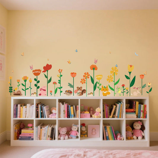 LOMILY Color Flowers Girls Room Wall Stickers Large,Girl Bedroom Wall Decals,Nursery Daycare Preschool Playroom Decals Peel and Stick Removable,Cute Wall Decors for Baby,Girls,Toddlers.