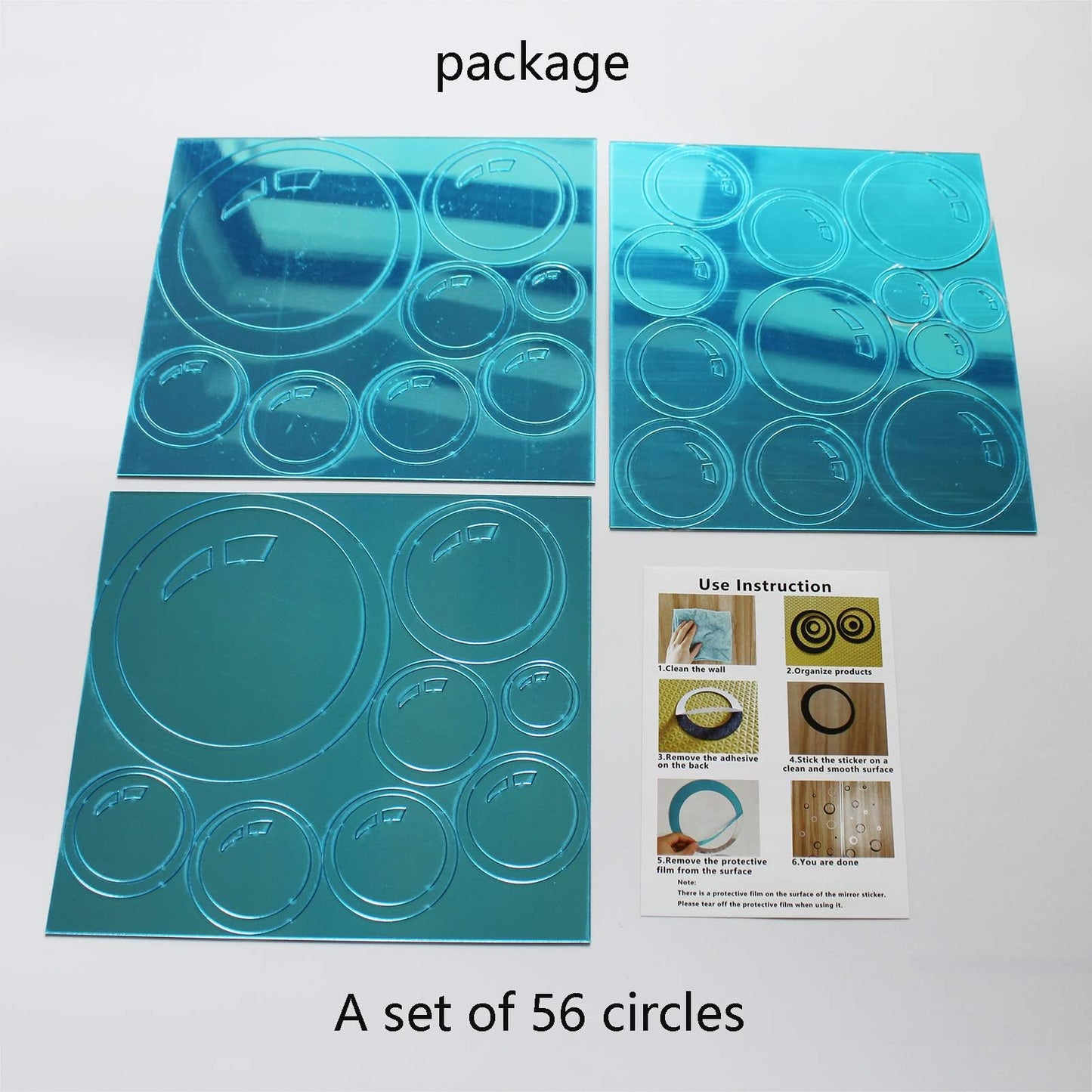 58-Pack Silver Acrylic Mirror Bubble Circle Wall Sticker Decals DIY 8-Pack Acrylic Mirror Wall Decals