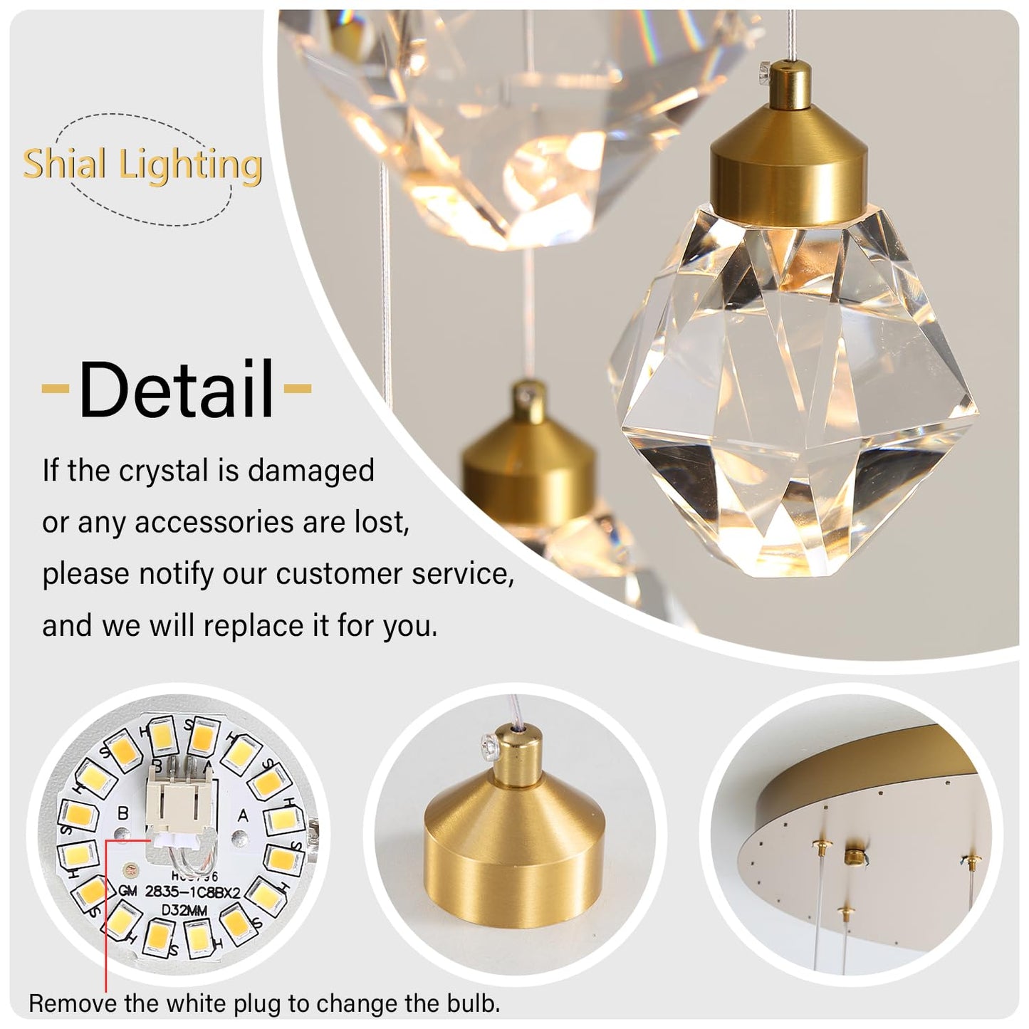 Shial Lighting 10-Light Modern Chandelier for Entrance Crystal Chandeliers for Living Room Gold Pendant Light Fixture Staircase Chandeliers for High Ceilings Dimmable LED Hanging Light with Remote