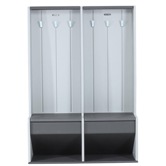LIFETIME Storage Locker, Freestanding Cabinet with Benches & Shoe Cubbies, Organizer with Metal Hooks, UV‑Protected Weather‑Resistant